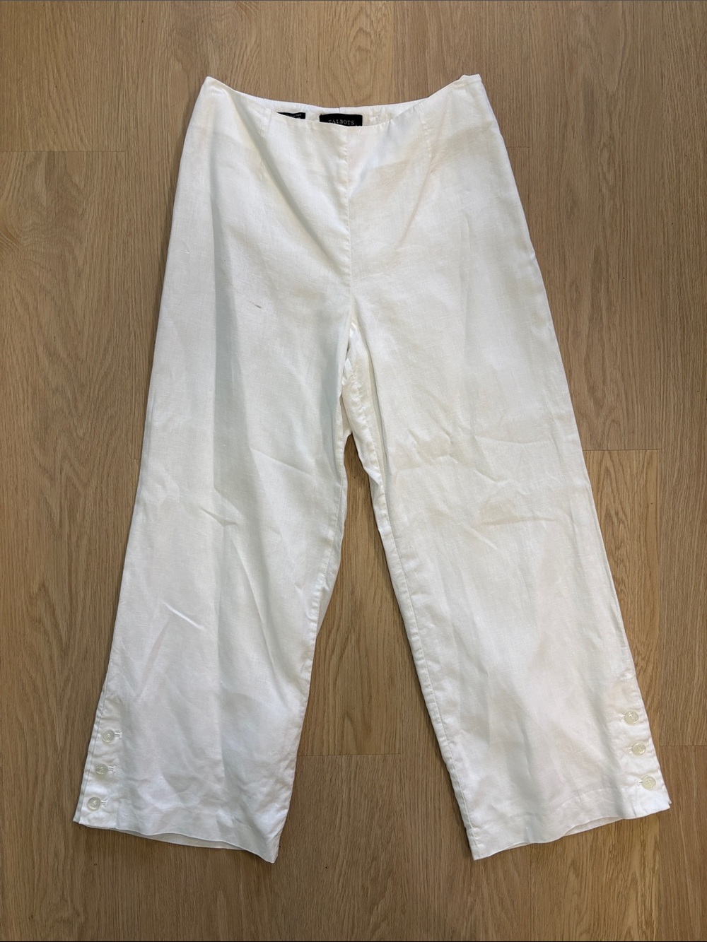 TALBOTS white linen palazzo pants 8